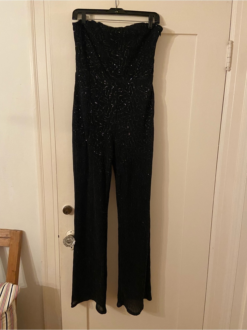 Strapless Black Sequin Jumpsuit